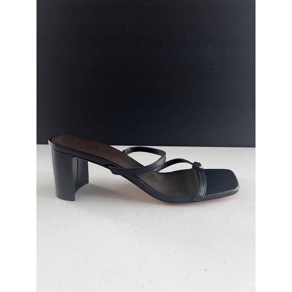 VINCE Ona black leather Slide Sandals size 7 NEW - Picture 7 of 9